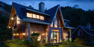 a house with a large glass door