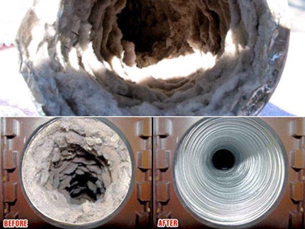 Before and after dryer vent cleaning North Carolina